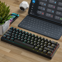 Keyboard Mekanik USB-C Nirkabel RGB Backlit Baru untuk Dual Mode Hot-Swappable Mini 61-Key Red Switch untuk PC PS4 iPhone iPad