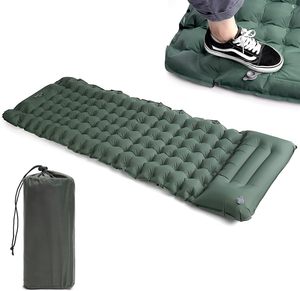 Matelas de camping gonflable avec pompe à pied intégrée, imperméable, en matériau PVE, utilisable en 4 saisons, matelas de randonnée portable - Product Image 1