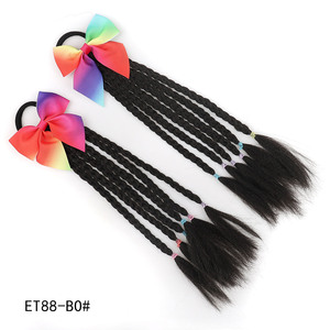 Accessorio per <span class=keywords><strong>capelli</strong></span> a forma di fiocco colorato per bambini, con <span class=keywords><strong>trecce</strong></span> sintetiche. <span class=keywords><strong>Capelli</strong></span> da ragazza in movimento, in coda di cavallo colorata. - Product Image 6