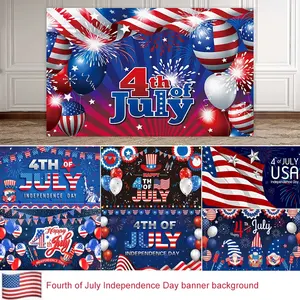 HanDa Photography Background Party Banner Decoration Garden Sign Banner Happy 4th Of July Backdrop Independence Day Flag