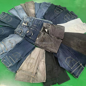 F8 Pantalon en <span class=keywords><strong>jean</strong></span> d'occasion de haute qualité pour hommes et femmes Ballots à jambes larges d'été <span class=keywords><strong>Taille</strong></span> de mélange différente Prix bon marché Condition de seconde main Propre - Product Image 2