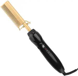 亚马逊热销干湿使用钛合金按梳头发造型工具矫直机高热电压热梳子