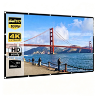 Écrans de projection portables muraux double face anti-plis en soie 16:9 120 pouces blancs pour intérieur et extérieur