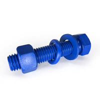 Pipe Flange PTFE Coated Threaded Rod B7 Alloy Steel Sizes M8 to M24 with 2 Hex Nuts Black Zinc Finish