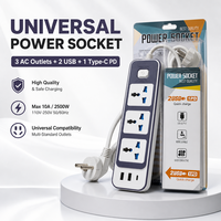 Multiprise universelle 3 voies avec double port USB Type C et interrupteur principal, idéale pour appartement, directement de l'usine OEM