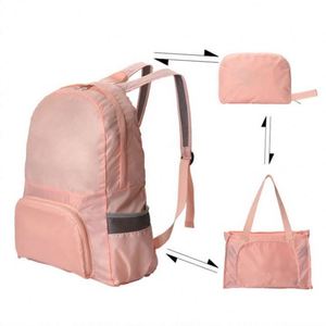 Bolso de Mano Plegable 2 en 1, Informal, para Viajes al Aire Libre, Ultraligero, Impermeable, de Poliéster Rosa, de Doble Uso, Mochila Plegable para Mujer - Product Image 3