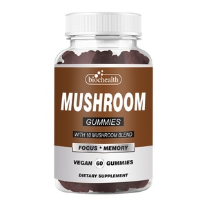 Gomitas orgánicas de hongos BIOCHEalth con Reishi Cordyceps Melena De León Suplementos de hierbas de hongos Nootrópicos Gomitas para el cerebro - Product Image 1