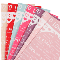 Fournitures d'artisanat florales DIY écologiques et colorées, papier d'emballage pour bouquet de fleurs en forme de cœur romantique et sucré