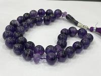 Perles de prière islamique Améthyste naturelle Tasbeeh Musulman Tasbih Soufi Perles de prière Coran Masbaha Chapelet Perles