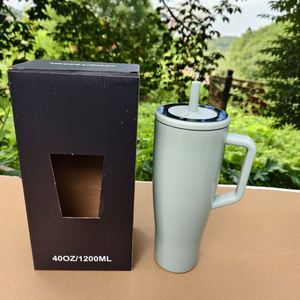 XIAOBEI D5013 Venta al por mayor a granel Vaso térmico de acero inoxidable de 40oz con asa, tapa abatible, pajita, a prueba de fugas, más de 24 horas de aislamiento, taza de viaje térmica - Product Image 1