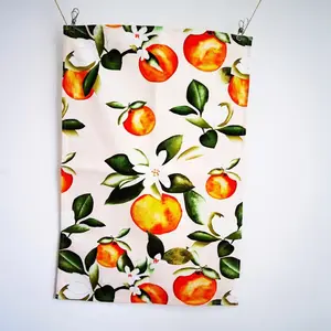 Recycle 100% Cotton Fabric digital printed kitchen tea towel and Cleaning linen dish tea towel Wholesale with flowers