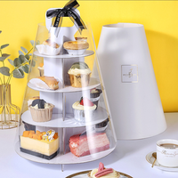 Présentoir à gâteaux en carton pour le thé, support famille de thé de l'après-midi, Portable, multi-couches, rangement, boîte d'emballage avec ustensiles