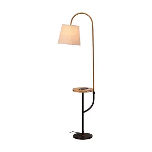 UL Nordic living floor lamp Gold stand lamp bedside lighting for hotel wood base room luxury modern light iron dining lamp