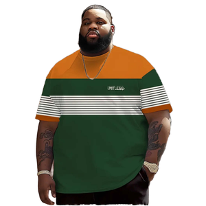 T-shirts en tricot 100% polyester pour hommes grande taille, imprimé animal contrasté jaune vert, couleurs vibrantes, hauts tendance, commande minimum 2 pièces - Product Image 2