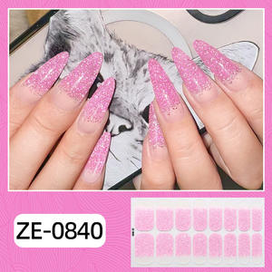 Qianya Gradient Glitter Nail Stickers Étanche Aucune Lumière Nécessaire-Mode Nail Wrap Vinyle Stickers pour Femmes Filles DIY <span class=keywords><strong>Manucure</strong></span> - Product Image 4