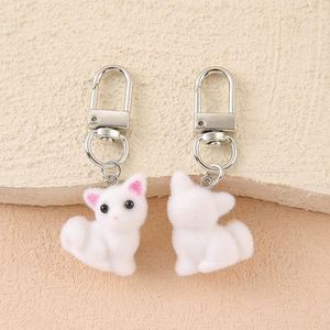 Wholesale Flocking Keychain Cartoon Animal <b>Doll</b> Cat Pig Dog Key Chains Resin Pom Pom Keyring Bag Charms Accessories - Product Image 2