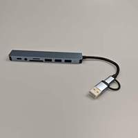 Vente directe d'usine, hub USB3.0 8-en-1 à double tête de type C, station d'accueil avec prise audio, extension multiport pour ordinateur portable et tablette