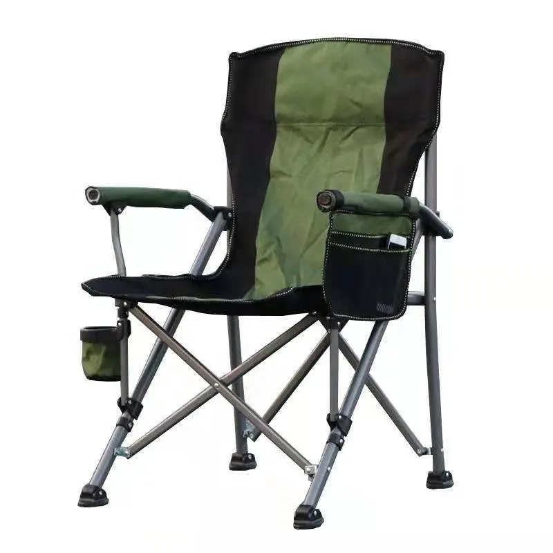 Chaises d'extérieur pliables en métal, chaises de plage robustes, chaise de Camping pliante avec porte-gobelet