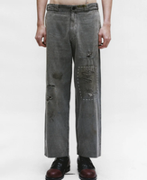 SOOREE Jeans en denim personnalisés pour hommes, effet salissé, délavé, déchiré, avec patchs et coutures de réparation, coupe ample, fabricant OEM ODM