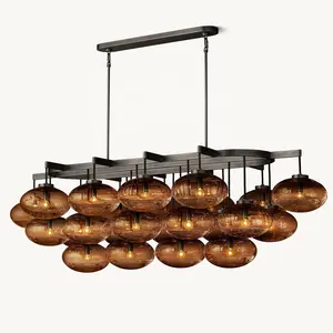 Luminária de teto para sala de estar, sala de jantar, cozinha, sala de estar, quarto, cor redonda, estilo industrial, lustre de vidro oval, ilha, corredor