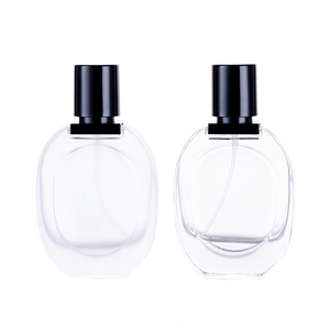Bouteilles de parfum en verre transparent dépoli portatives de forme ovale classique de 30ml en gros B103-30 avec bouchon à vis noir et tête de pulvérisation - Product Image 1