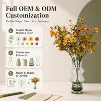 OH Factory Vente en gros Fleur de marguerite artificielle en soie de 58 cm, tige de chrysanthème réaliste pour l'automne, pour arrangements floraux de mariage et de fête