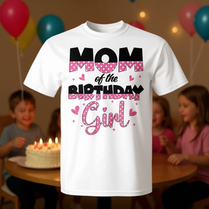 Camiseta para mamá de la niña de cumpleaños, diseño de lunares rosas, ropa para fiesta familiar - Product Image 3