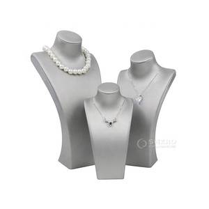 Pu Leather Black Brown Sliver Gray Necklace Jewelry <b>Display</b> Bust Stand <b>Display</b> - Product Image 3