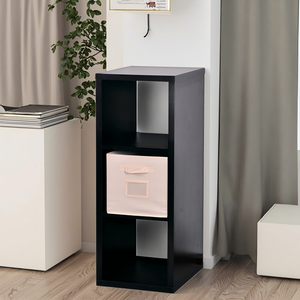 Bằng Gỗ <span class=keywords><strong>Cube</strong></span> Lưu Trữ Tổ Chức Phòng Khách Đồ Nội Thất 3 Không Gian Màu Đen Tủ Lưu Trữ Với Vải Ngăn Kéo - Product Image 2