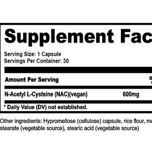 Factory ODM ODM <strong>N</strong>-<strong>Acetyl</strong>-L-Cysteine (NAC) 600mg <strong>Capsules</strong> Supports Liver Health, NAC 600 mg <strong>Capsules</strong> - Product Image 2