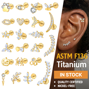Pendientes <span class=keywords><strong>de</strong></span> <span class=keywords><strong>Titanio</strong></span> <span class=keywords><strong>de</strong></span> Grado Implante ASTM F136 JIAXIN con Rosca Interna para Labret, Hélix, Tragus y Labio, Joyería Fina para <span class=keywords><strong>Piercing</strong></span> Corporal - Product Image 1