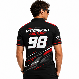 <span class=keywords><strong>Polo</strong></span> da Corsa Personalizzata con Sublimazione Completa, Stampa Fronte-Retro, Numero <span class=keywords><strong>98</strong></span> Speed District, Asciugatura Rapida, Manica Corta per Motorsport - Product Image 5