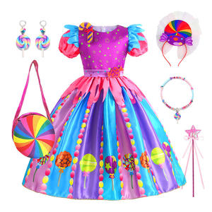 Gaun Tutu Permen Pelangi Lollipop untuk Anak Perempuan 3-10 Tahun Kostum Putri Permen dengan Ikat Kepala Purim <span class=keywords><strong>Halloween</strong></span> Gaun Pesta Ulang Tahun - Product Image 3