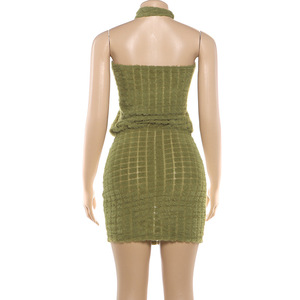 Viviblook Z327DS01 Women Summer Dress New Casual Sexy Street Solid Color Sleeveless Halter <b>Mini</b> Bodycon Dress - Product Image 4