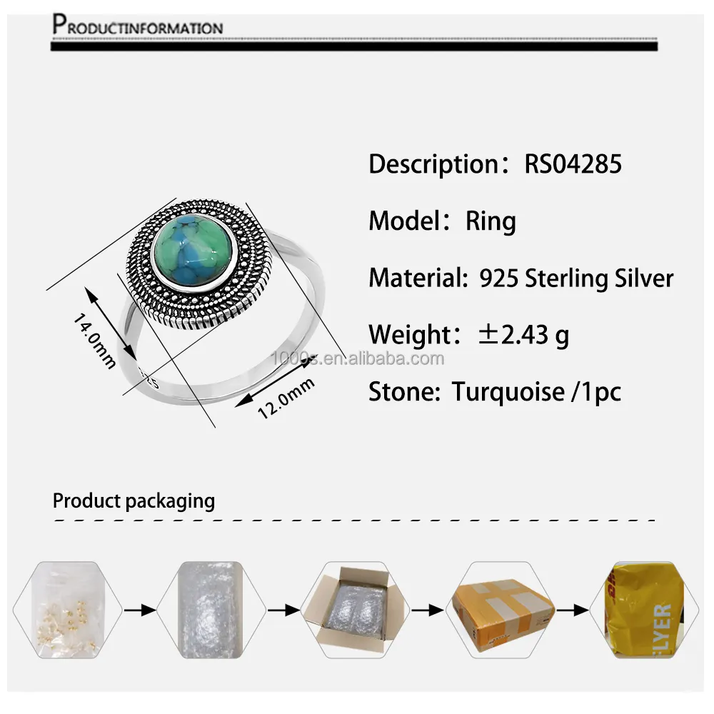 Fabrik S925 Silber oxidiert mit Türkis Ring mit Korallen Onyx Verfügbar Modeschmuck für Frauen Männer Neuheiten
