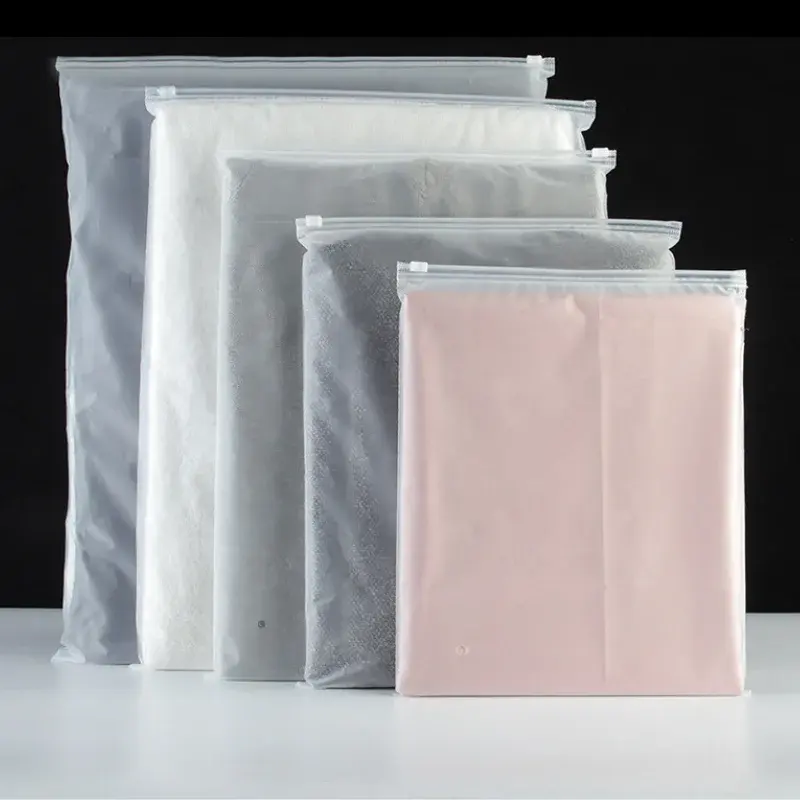 Media Packaging Eco Friendly Matte OEM Waterproof frosted plastic bags wholesale Zipper packaging bags For Clothing