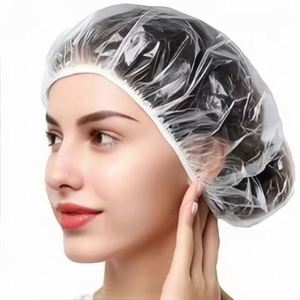 Bonnet de douche jetable en PE transparent, épais et économique, pour adulte, imperméable, élastique, ajustable, pour spa, soins capillaires, hôtel - Product Image 2