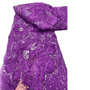 Tissu en organza à paillettes perlées et broderies florales en tube, en stock usine, pour vêtements de mariage et mode féminine - Product Image 5