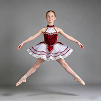 Costumes de compétition de ballet professionnels pour enfants, jupes à volants roses, robes longues, 100% polyester, vêtements de danse de scène