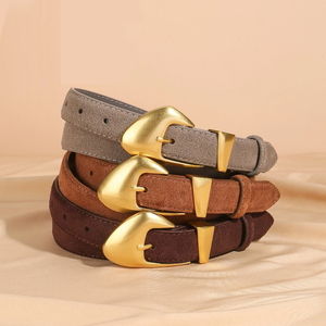 Ceintures en daim pour femmes, ceintures classiques de design minimaliste pour les robes de pantalons en jean, <span class=keywords><strong>ceinture</strong></span> noire avec boucle dorée - Product Image 1