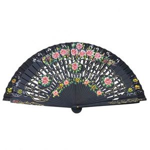 Éventail de danse flamenco en bois, art populaire espagnol, peint à la main, motif floral, 23 cm, origine Chine, pour fêtes, vente en gros - Product Image 6