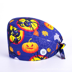 Chapeau chirurgical imprimé série Halloween, chapeau de médecin et d'infirmière, coton, plus boucle, chapeau à nouer pour soins intensifs, unisexe - Product Image 2