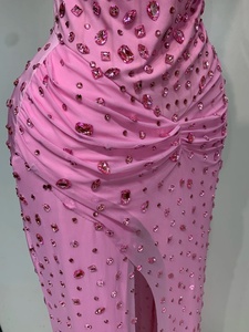 Robe longue maxi scintillante rose cristal <span class=keywords><strong>pour</strong></span> femme, élégante, <span class=keywords><strong>pour</strong></span> soirée, célébrité, fête, anniversaire, club, <span class=keywords><strong>mariage</strong></span>, invitée - Product Image 5