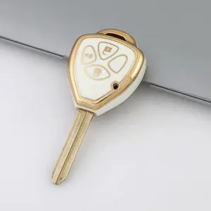 Altın kenar araba anahtarı FOB katlanır anahtar kılıf için Toyota Matrix venza'nın Yaris Rav4 Scion XB TC 4Runner TPU anahtar golf sopası kılıfı