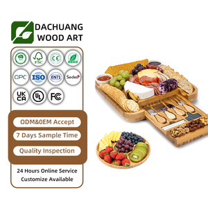 Custom Cheese Board with Cutlery Set <b>Large</b> Charcuterie Platter and Serving Meat <b>Slide</b>-Out Drawer - Product Image 1