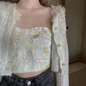 Suéter Cárdigan Versátil de Punto Calado con Cuello de Perlas y Pétalos Vintage para Mujer, Colección Otoño 2025 al por Mayor - Product Image 6
