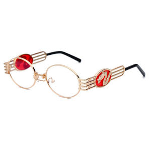 Lunettes de soleil rétro chinoises à thème animal steampunk, monture ronde en métal, lunettes hip-hop - Product Image 3