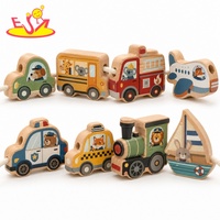 Juego de Construcción de Ciudades de Madera con Estación de Bomberos, Hospital, Escuela, Aeropuerto y Panadería para Niños W13D508