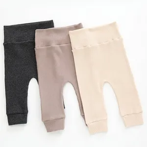 Küçük kız Legging yüksek bel rahat sıska koşucu pantolonu rahat Loungewear giyim pamuk nervürlü Legging imalatı çocuk çocuklar