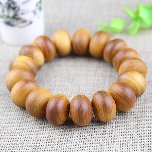Cypress Wood <b>Bracelet</b> 18mm Abacus <b>Beads</b> Round Shape Single Strand Jewelry for <b>Men</b> And Women - Product Image 3